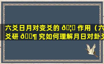 六爻日月对变爻的 🦁 作用（六爻研 🐶 究如何理解月日对卦爻作用规律）